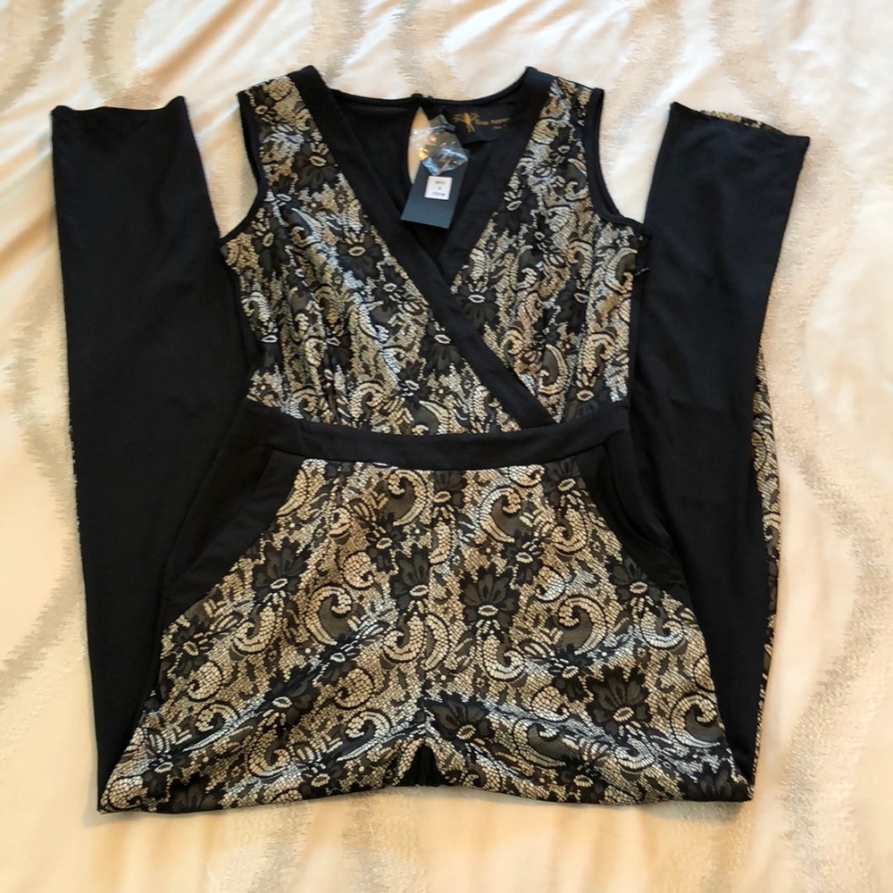 NWT Black lace pant romper